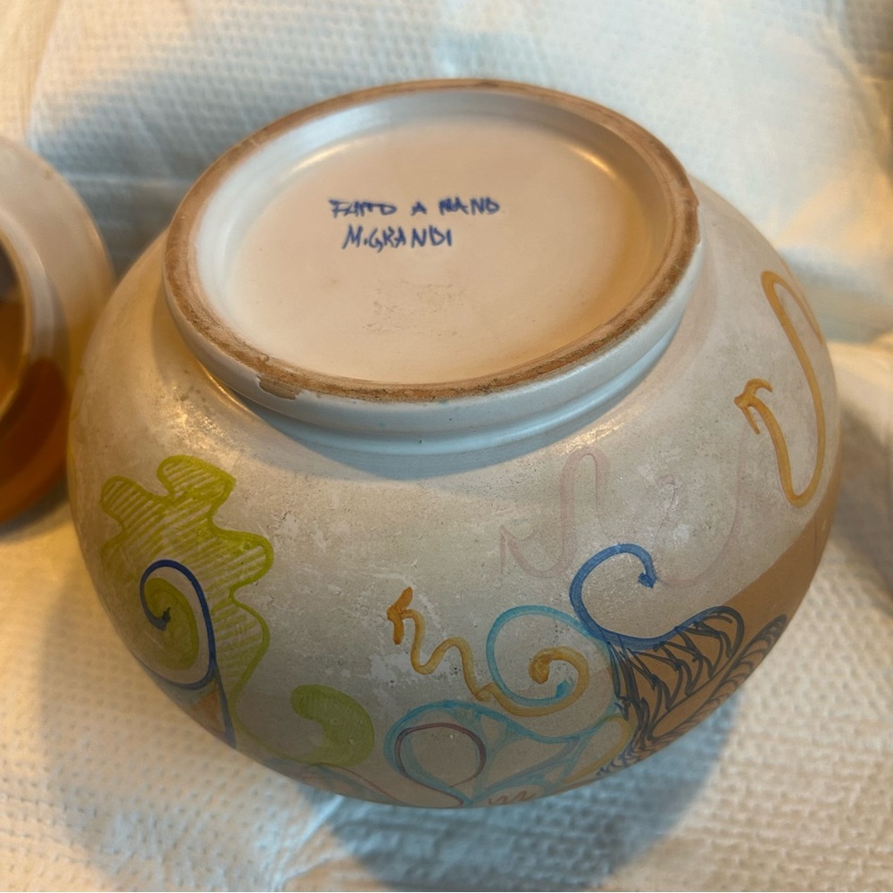 VTG Ceramic Italy Monica Grande Handcrafted Ceramic Art Jar Multicolor Abstract - Picture 7 of 8